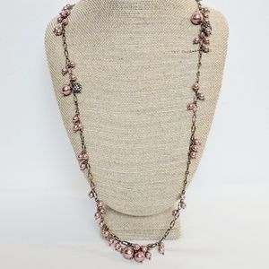 J. Crew Pink Beaded Long Layering Necklace